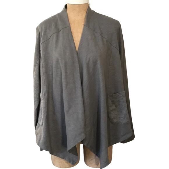 LOGO by Lori Goldstein Open Front Mixed Media Jacket Cardigan Sz XL Lounge QVC - Picture 1 of 10